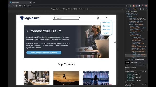 Logout and Dropdown Menus - E-commerce: Lesson 21 смотреть онлайн