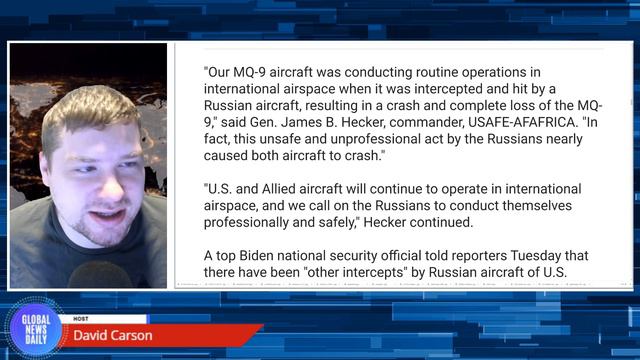Russian Jet Collides With U S Drone In International Airspace Over Black Sea смотреть онлайн
