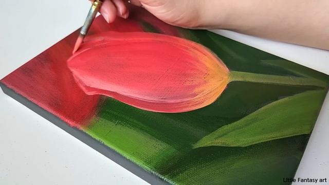 How to draw Tulips with Water Drops / Acrylic Painting смотреть онлайн