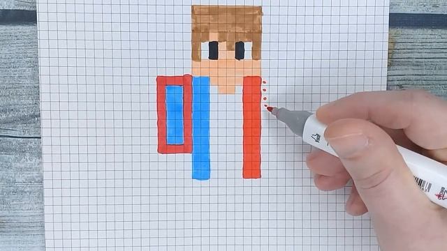 Как нарисовать КОМПОТА по клеточкам из МАЙНКРАФТА ? Рисунки по клеточкам - майнкрафт, скин, пиксель смотреть онлайн