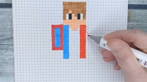 Как нарисовать КОМПОТА по клеточкам из МАЙНКРАФТА ? Рисунки по клеточкам - майнкрафт, скин, пиксель