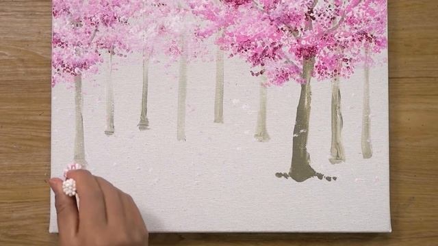 'Cherry Blossom' Cotton Swabs Painting Technique #421 смотреть онлайн