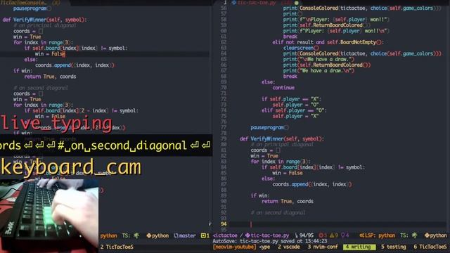 Tic Tac Toe in Python - Neovim as code editor [ ASMR Programming Series ] смотреть онлайн