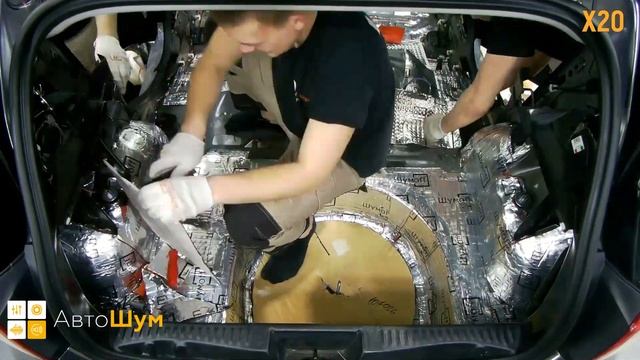 Шумоизоляция багажника с арками Renault Sandero Stepway в уровне Экстра. АвтоШум. смотреть онлайн