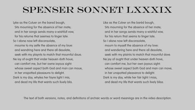 Poetry: Edmund Spenser Amoretti Sonnet 89 - Modernised English with Notes смотреть онлайн