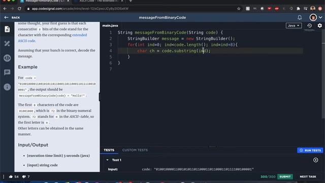 "Message From Binary Code" - Codesignal #58 - JAVA Solution смотреть онлайн