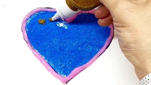 Glitter Glue | Heart Coloring Page |  Sand Painting