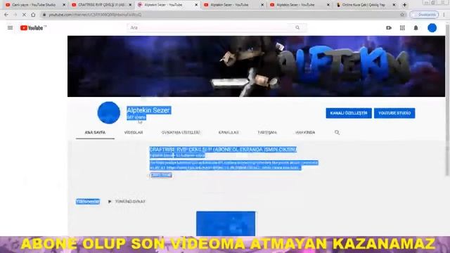 CRAFTRİSE RVİP ÇEKİLŞİ !!! (ABONE OL EKRANDA İSMİN ÇIKSIN) смотреть онлайн