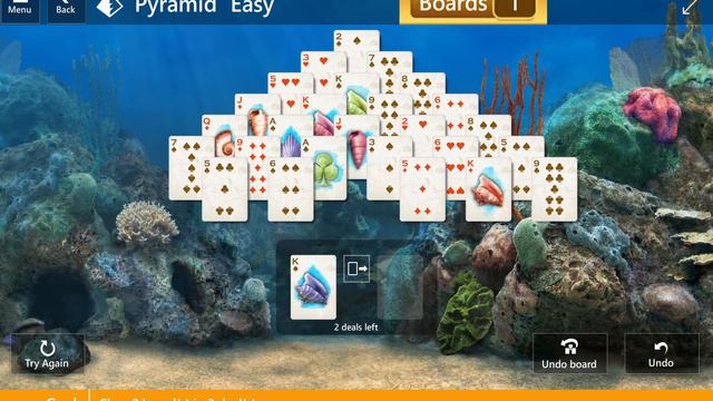 Star Club\Coral Cove\Easy\Pyramid: Clear 2 boards in 3 deals смотреть онлайн
