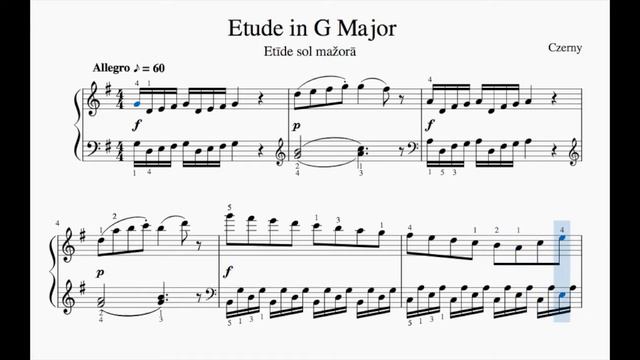 Czerny Piano Etude G Major Slow Practice Video with Metronome смотреть онлайн