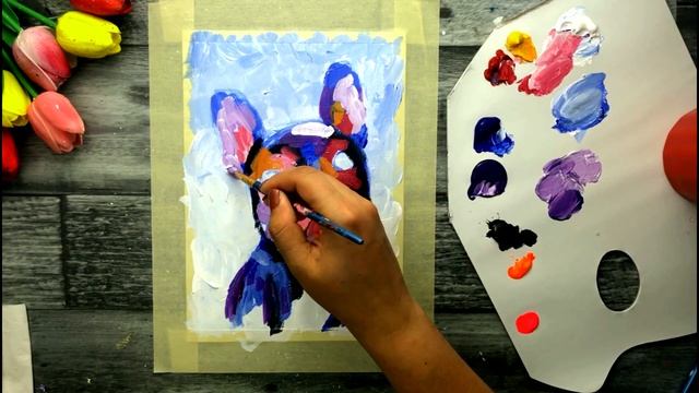 ФРАНЦУЗСКИЙ БУЛЬДОГ • Как нарисовать собаку • Поп арт смотреть онлайн