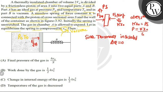 A thermally insulated chamber of volume \( 2 V_{0} \) is divided by a frictionless piston of are... смотреть онлайн