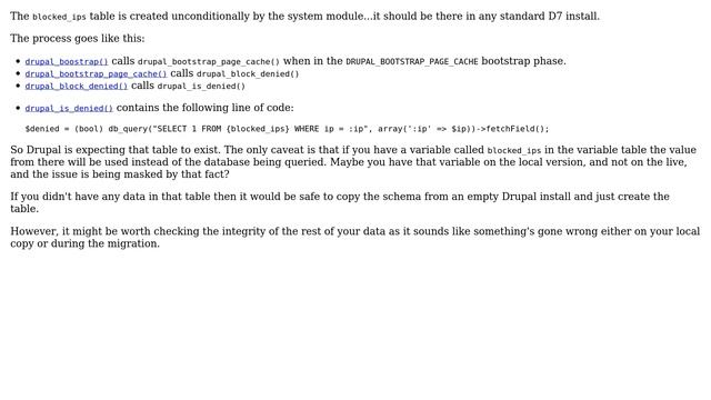 Drupal: drupal 7 error: table blocked_ips not found (4 Solutions!!) смотреть онлайн