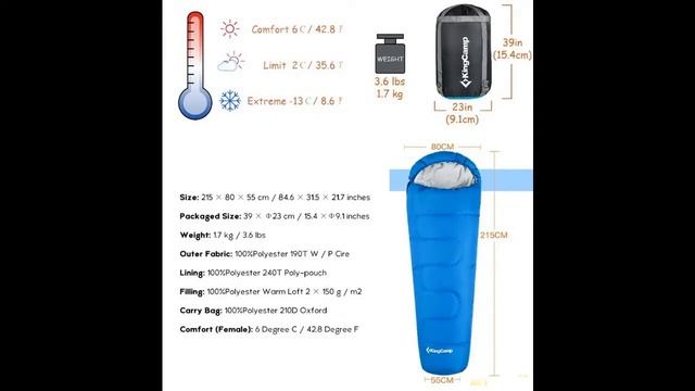 ♔ KingCamp Спальный мешок TRECK 300 и самонадувающийся коврик KM3582 | #Обзор