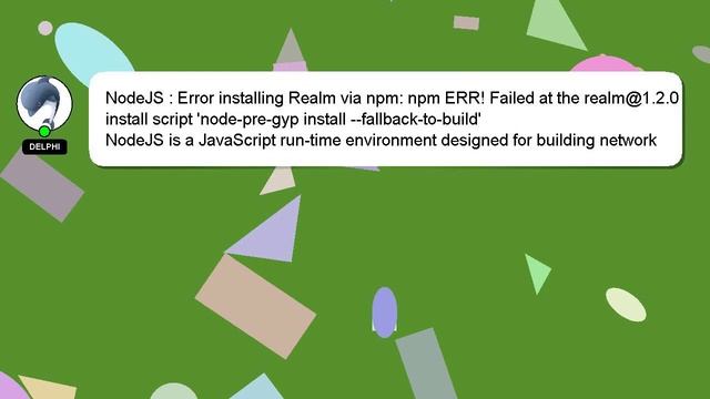 NodeJS : Error installing Realm via npm: npm ERR! Failed at the realm@1.2.0 install script 'node-pr смотреть онлайн