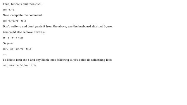 Remove the ^L (aka f/FF/form-feed/page-break) character (3 Solutions!!) смотреть онлайн