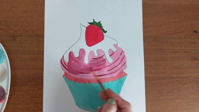 Процесс создания новой картины. Рисую гуашью . Как нарисовать пирожное. Идеи для рисунков смотреть онлайн