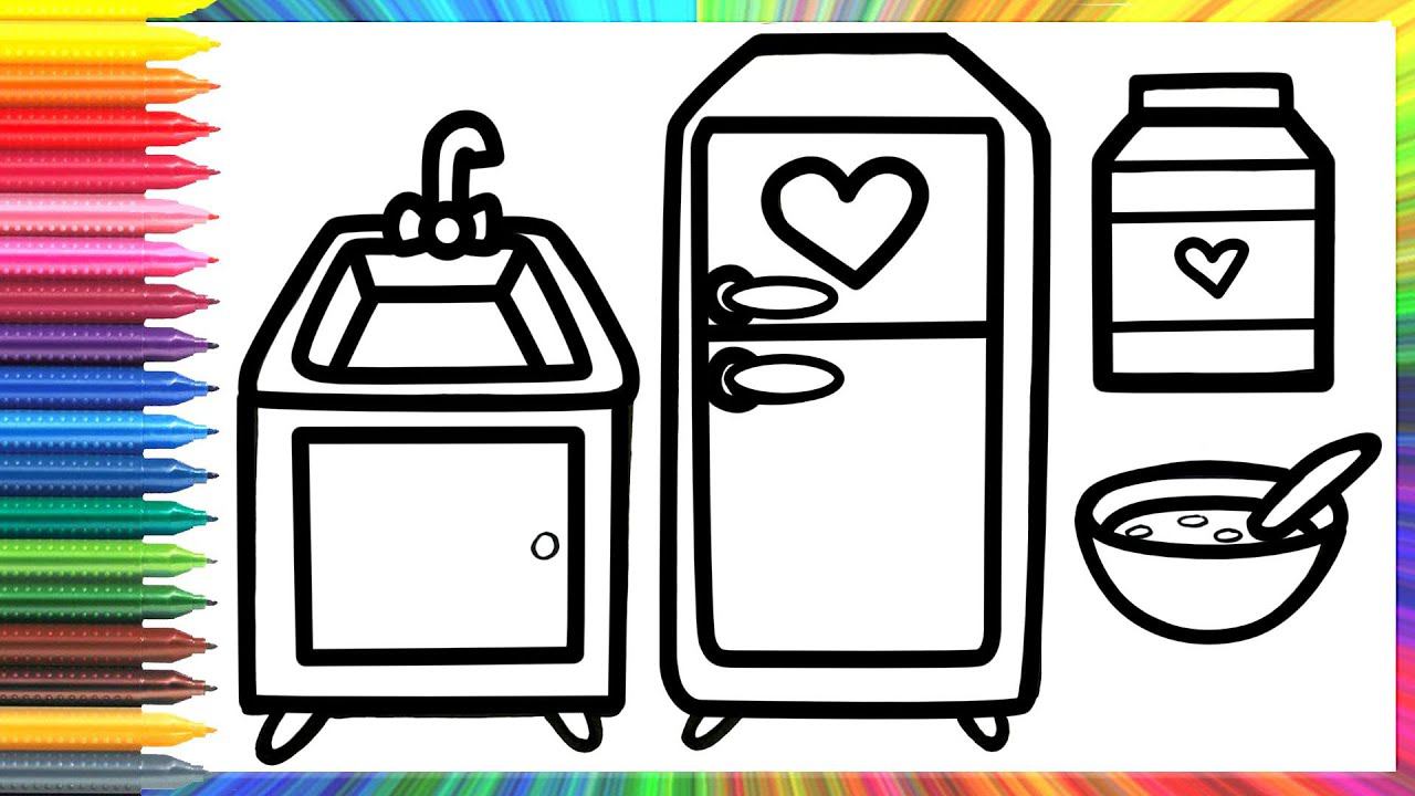 Bolalar Uchun Manikyur Vositalarini Qanday Chizish Mumkin/How To Draw A Sink Refrigerator And Food