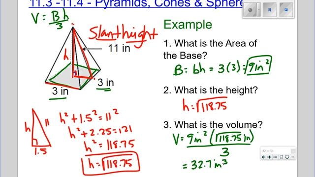 Topic 11 3 11 4 Notes Pyramids, Cones & Spheres смотреть онлайн