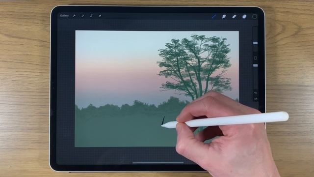 IPAD PAINTING TUTORIAL - Tree and Grass Silhouette landscape art in Procreate смотреть онлайн