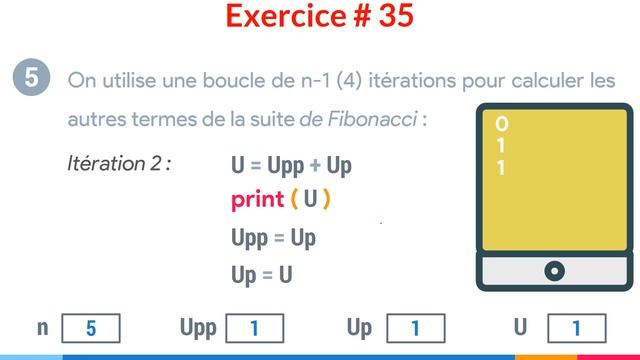 Exercice corrigé #35 : Programme qui calcule et affiche les termes de la suite de Fibonacci | Pytho смотреть онлайн