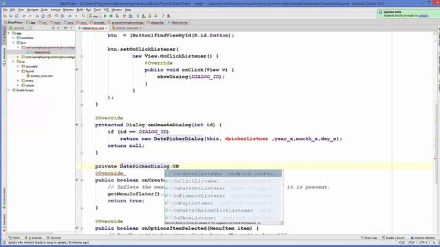 Android Tutorial for Beginners 27 # Android DatePicker Dialog DatePickerDialog смотреть онлайн