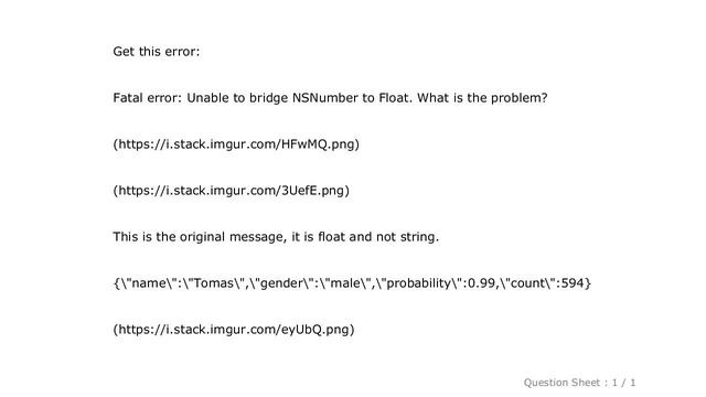 iOS : Unable to bridge NSNumber to Float in JSON parsing смотреть онлайн