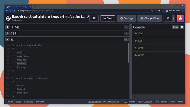 Les types primitifs et les types par référence - Challenge React (9/33) смотреть онлайн