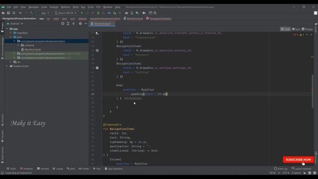 How to implement Navigation Drawer Animation in Jetpack Compose | Android | Kotlin | Make it Easy смотреть онлайн