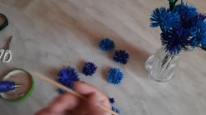Васильки из фоамирана.Мастер класс.