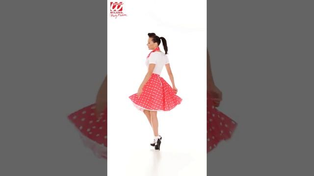 01078 - PINK 50s POLKA DOTS SKIRT & NECK SCARF смотреть онлайн