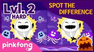 Spot the Difference: Halloween Sharks | Lvl.2 Hard | Baby Shark | Pinkfong Songs for Children