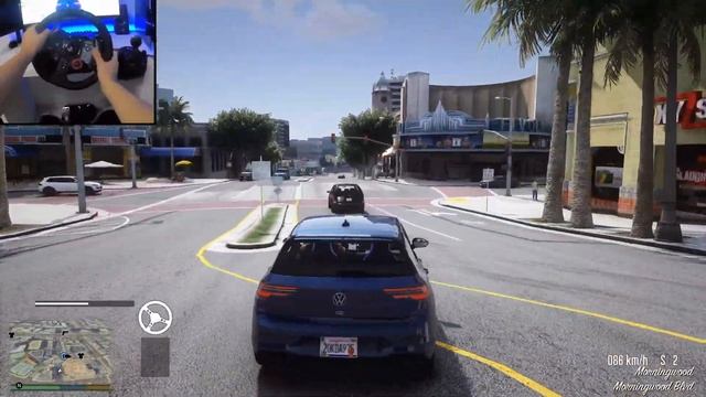 VW Golf R MK8 - Logitech G29 Realistic Driving | GTA 5 Gameplay смотреть онлайн
