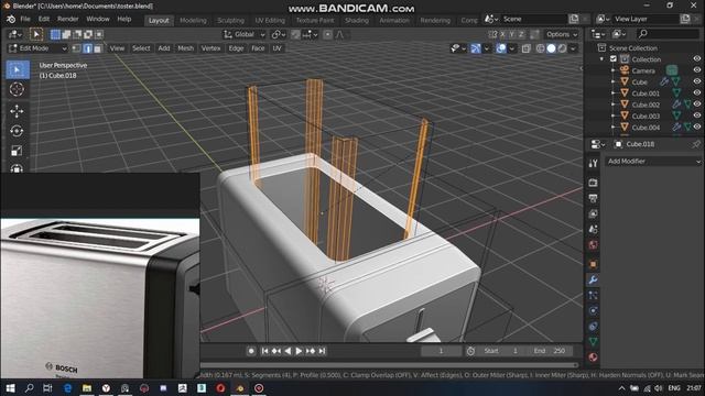 Hard surface modelling Toaster in Blender with boolean operation (Моделлинг тостера в блендер) смотреть онлайн