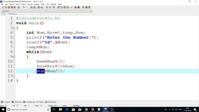 C Program #12: Checking whether the Number is Palindrome or Not смотреть онлайн