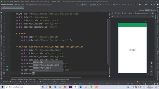 Near Me Kotlin | Navigation Drawer and Header Layout with Navigation Component in Kotlin Part 3 смотреть онлайн