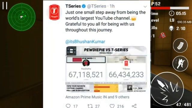 Pewdiepie VS T Series count. finally T series react to Pewdiepie ... #MASTIWALATECH смотреть онлайн