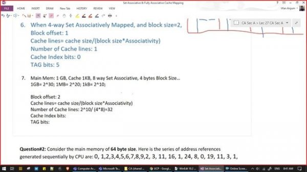 09: Cache Index bits, Tag bits & Byte offset bits? Block size: 2-bytes, 4-way Set Assoc~ Cache Mem