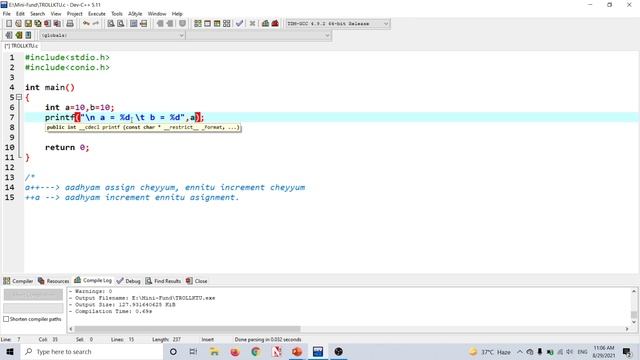 Increment & Decrement Operation | C Programming in Malayalam| Part 4 смотреть онлайн