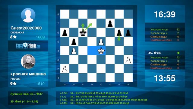 Chess Game Analysis: красная машина - Guest28020080 : 1/2-1/2 (By ChessFriends.com) смотреть онлайн