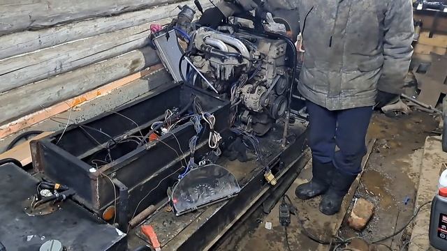 Установка двигателя Mazda 323 на снегоход буран