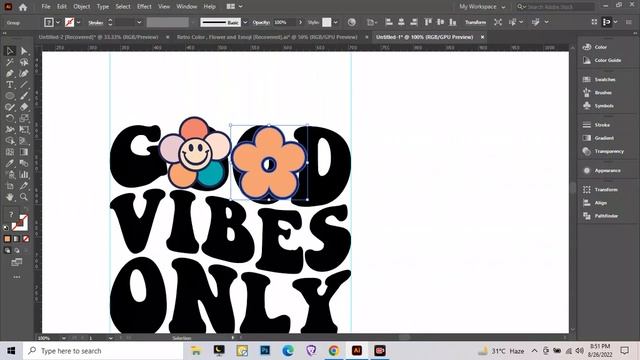 Retro Wavy, Groovy Typography T-Shirt Design смотреть онлайн