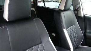 Авточехлы из экокожи для Тойота РАВ 4  4 Поколение  Ромб  Установка
