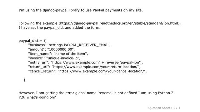 Django : global name 'reverse' is not defined смотреть онлайн