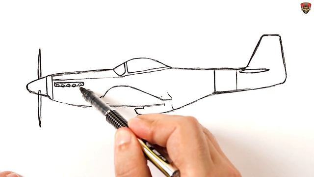 How to draw a fighter aircraft P-51 Mustang смотреть онлайн