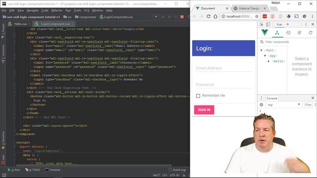 Vue 2 & Material Design Lite Login Component Tutorial смотреть онлайн