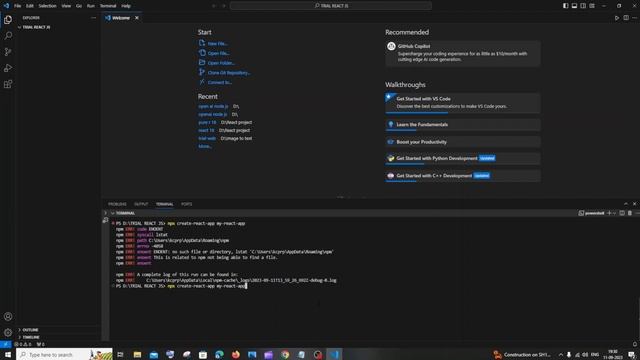 Npx create-react-app not working error in Visual Studio Code React JS SOLVED by using 3 ways смотреть онлайн