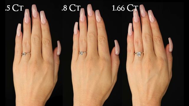 Radiant Shaped Diamond Size Comparison on Hand Finger Engagement Ring Cut .75 Carat 2 ct 1 3 4 1.5 смотреть онлайн