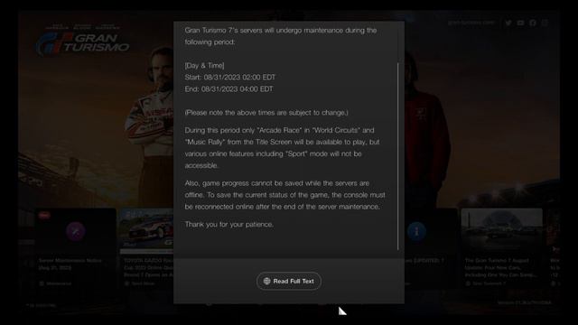 Gran Turismo® 7 Server Maintenance on 08/31/2023 смотреть онлайн