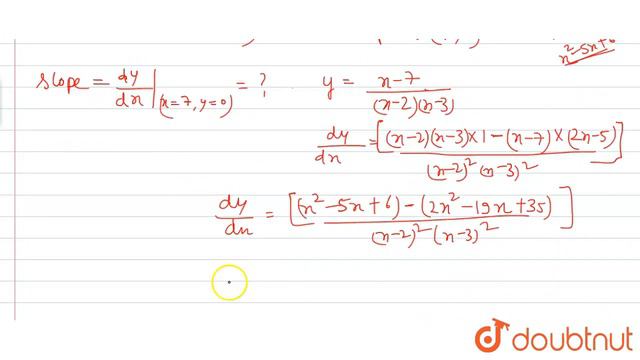 Find the equation of the tangent to the curve `y=(x-7)/((x-2(x-3)` at the point where it cuts смотреть онлайн